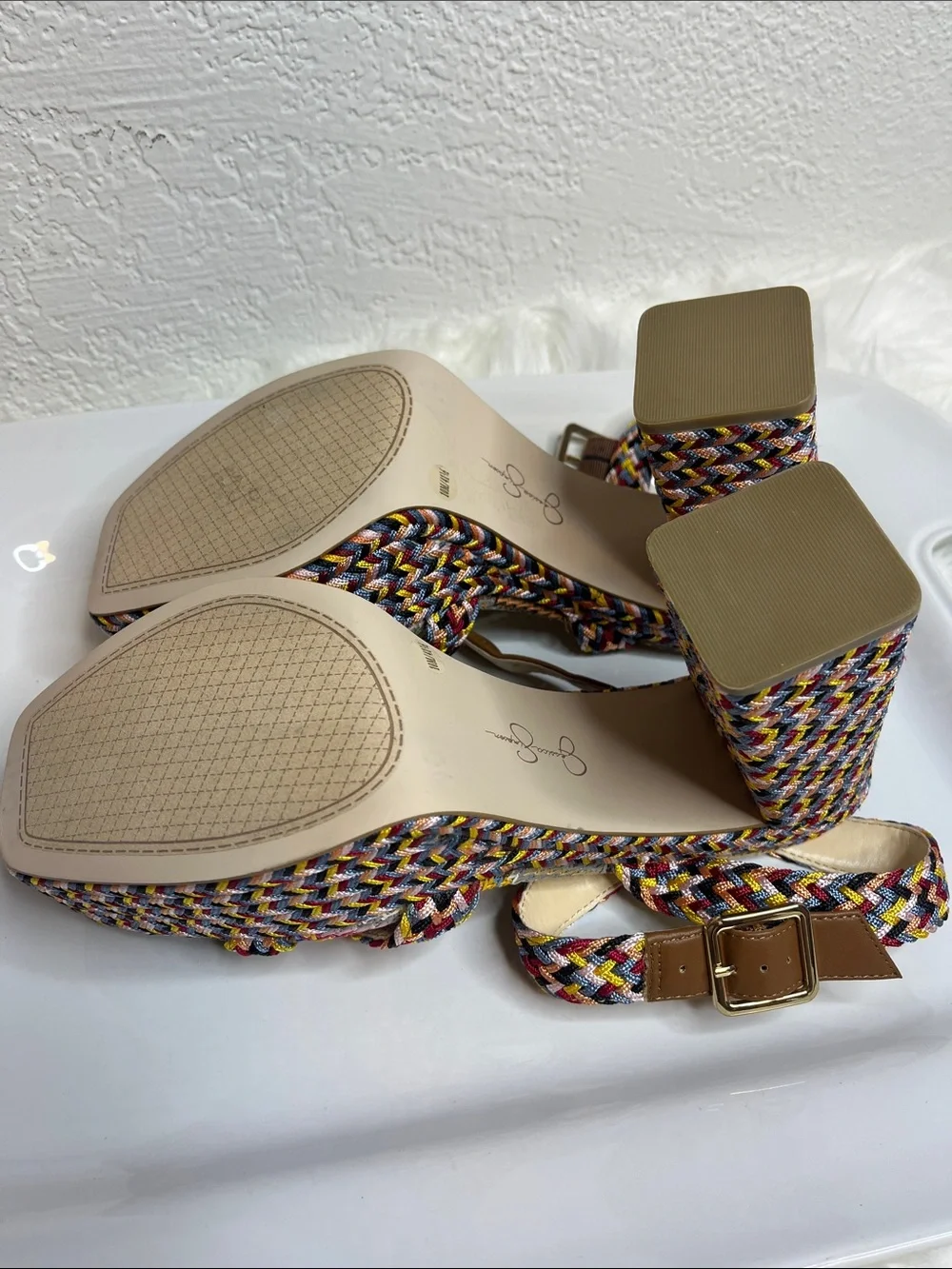 Jessica Simpson Multicolor Braided Platform Sandals
